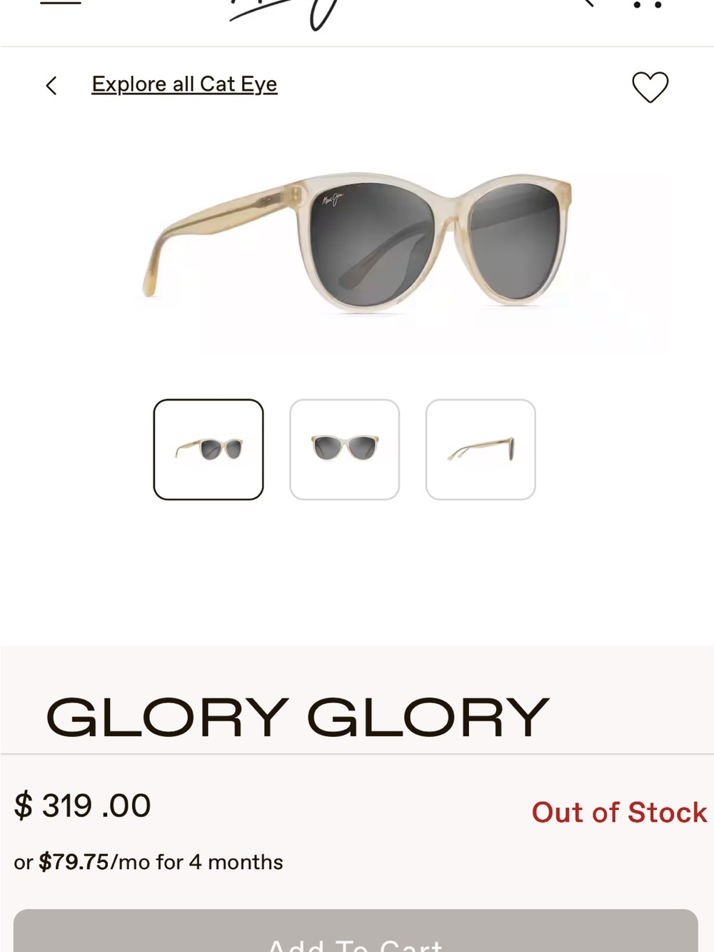 Maui Jim Glory Glory Cat-Eye Sunglasses in Milky Almond - Picture 2 of 7